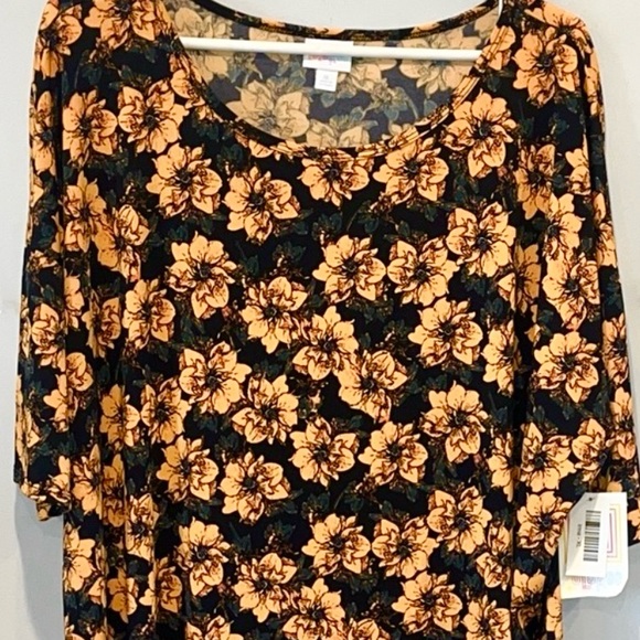LulaRoe Women’s Black and Yellow Floral Short Sleeve Irma Tunic Top Size XL NWT - Picture 4 of 7